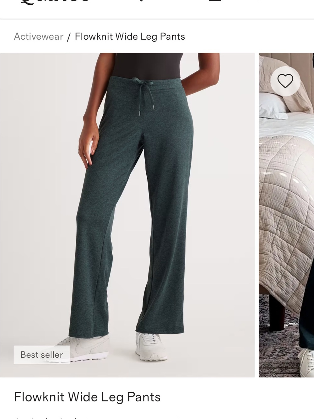 Quince Flowknit Wide-Leg Pants in Dark Teal